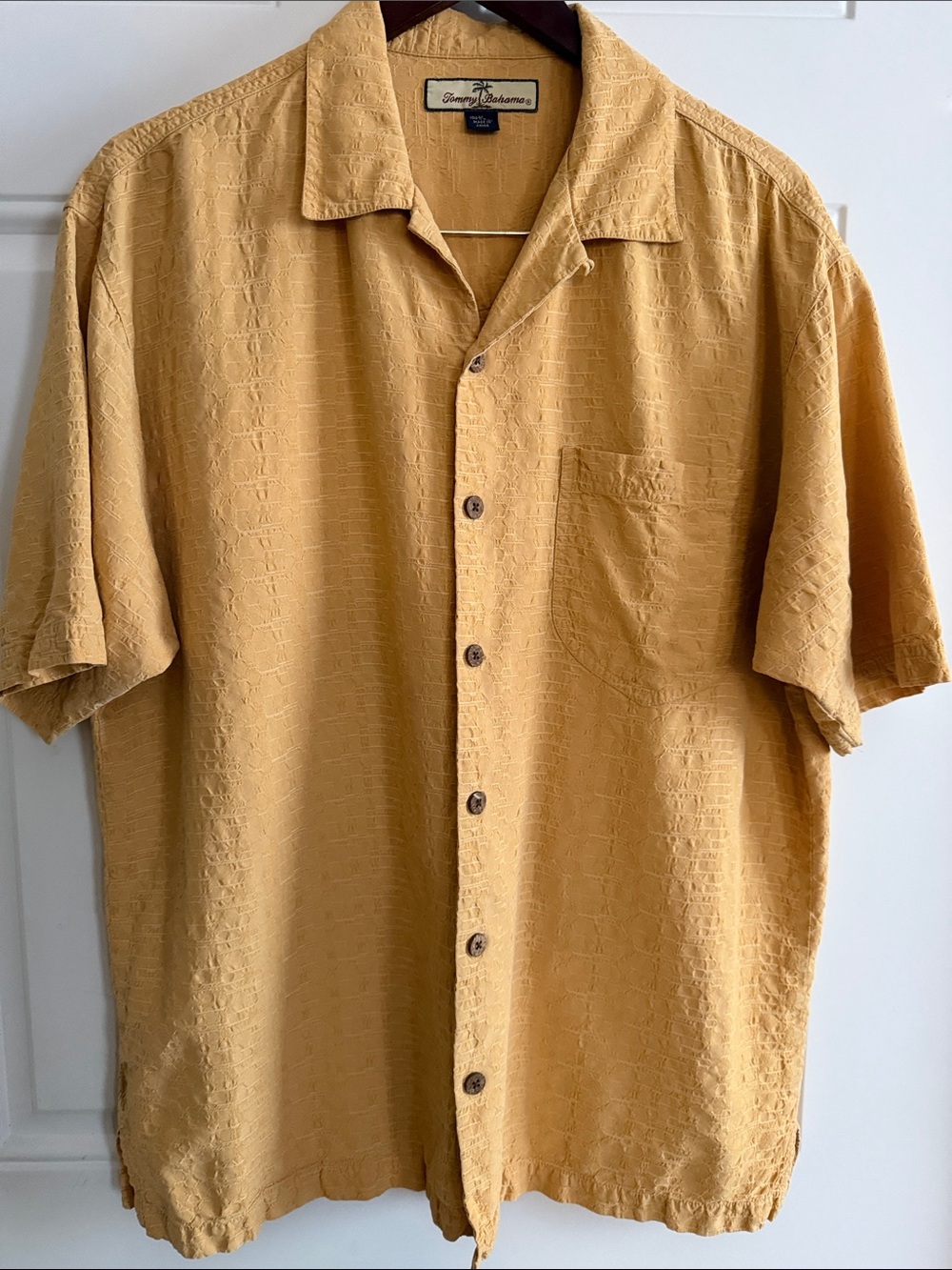 Tommy Bahama Men's Short-Sleeve Camp Shirt in Golden Yellow 100% Silk